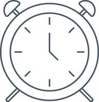 azul línea Arte alarma reloj icono o símbolo. vector