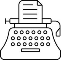 Typewriter Icon Black Outline. vector