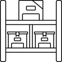 Parcel Rack Icon In Black Outline. vector
