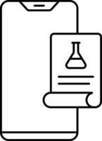 laboratorio reporte o química papel con teléfono inteligente icono en Delgado línea Arte. vector