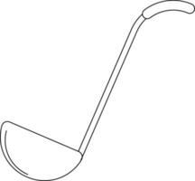 Black line art kitchen ladle in flat style. vector