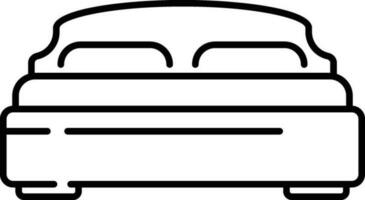 Flat Style Double Bed Icon In Line Art. vector