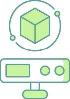 Virtual Projector Icon In Green And White Color. vector