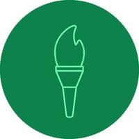 Flame Torch Icon On Green Background. vector