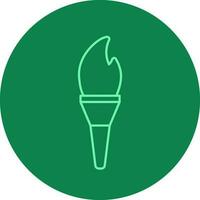 Flame Torch Icon On Green Background. vector