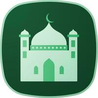 Mosque Icon On Green Background. vector