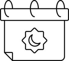 Islamic Calendar Icon In Line Art. vector