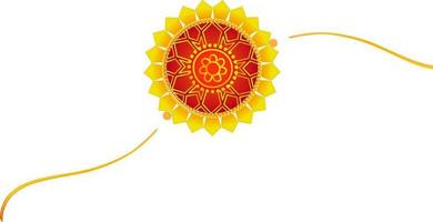 Beautiful Floral Rakhi Wristband In Yellow And Red Color. vector