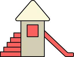 Playhouse Slide Icon In Flat Style. vector