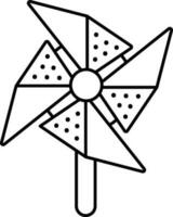 Pinwheel Icon In Black Outline. vector