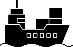 Cargo Ship Icon In black and white Color. vector