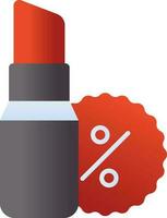 Discount Offer For Lipstick Red And Grey Icon. vector