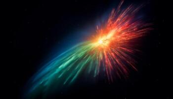 Explosive fireworks ignite the night sky with vibrant colors generated by AI photo