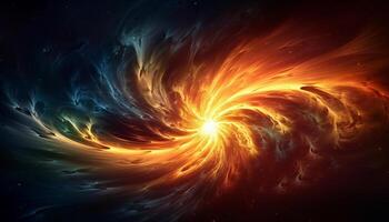 Galaxy backdrop with exploding nebula, spiral patterns and glowing stars generated by AI photo