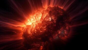 The fiery heat of the exploding galaxy illuminates the night generated by AI photo