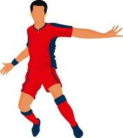 Football player character in defending pose. vector