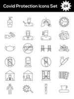 Set of Linear Style Covid Protection Icon Or Symbol. vector