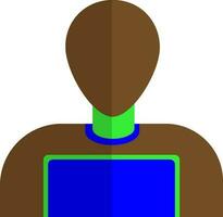 Character of a brown faceless user with blue laptop. vector