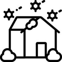 Illustration of Home With Snowfall Icon in Line Art. vector