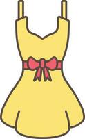 Sleeveless Dress With Bow Ribbon Icon In Red And Yellow Color. vector