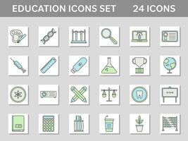 Green And Blue Education Icons In Flat Style. vector