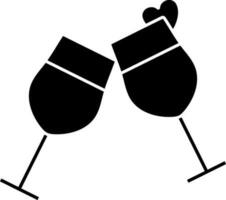 Cheers Loving Drink Glass Icon In black and white Color. vector