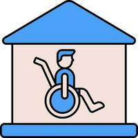 Handicapped Home Icon In Blue And Pink Color. vector