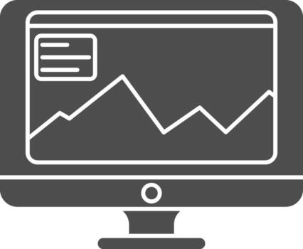 Graphic Computer Icon In Gray And White Color. vector