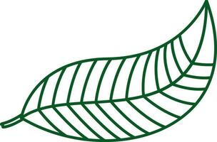 Green line art leaf on white background. vector