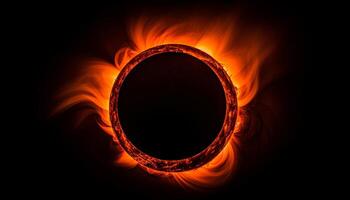 brillante bola de fuego encendido infierno, un símbolo de peligroso natural fenómeno generado por ai foto