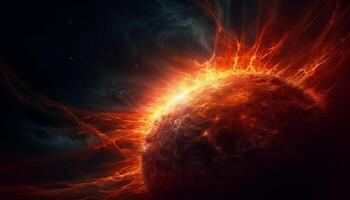 futurista explosión enciende fantasía galaxia, calefacción oscuro resumen antecedentes generado por ai foto