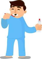 Cartoon character of a businessman with toothpaste. vector