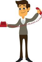 Business man holding telephone. vector