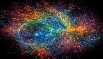 Exploding star creates multi colored spiral in deep space nebula generated by AI photo