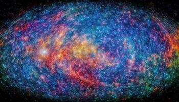Exploding supernova illuminates multi colored nebula in deep outer space generated by AI photo