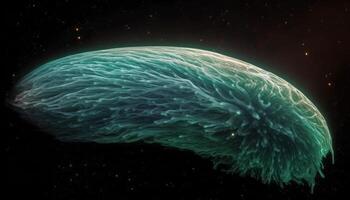 Levitating spaceship explores deep sea, encountering alien sea life motion generated by AI photo