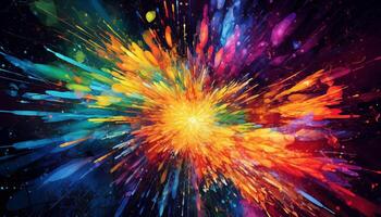 Exploding galaxy creates vibrant, multi colored backdrop for futuristic celebration generated by AI photo