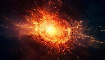 galaxia ardiendo, un ardiente infierno de explotando estrellas y nebulosa generado por ai foto