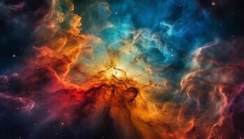 lechoso camino ilumina vibrante multi de colores cielo, un celestial fondo modelo generado por ai foto