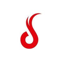 letter ds curves hot red loop round logo vector