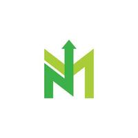 letter nm arrow up finance logo vector