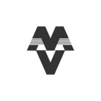 letter mv stripes geometric logo vector