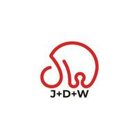 letter jdw simple loop geometric logo vector