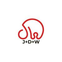 letter jdw simple loop geometric logo vector