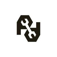 letter pd wrench simple geometric logo vector