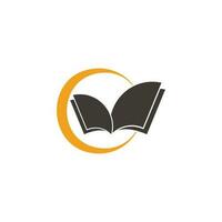 moon circle books design educative symbol logo vector