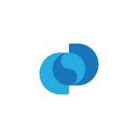 letter dd rotate blue water logo vector