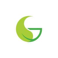 letter g green leaf tree symbol geometric logo vector
