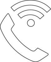 Call with wifi sign in black line art illustration. vector