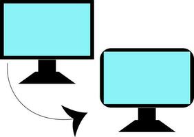 Data transfer in blue and black computer. vector